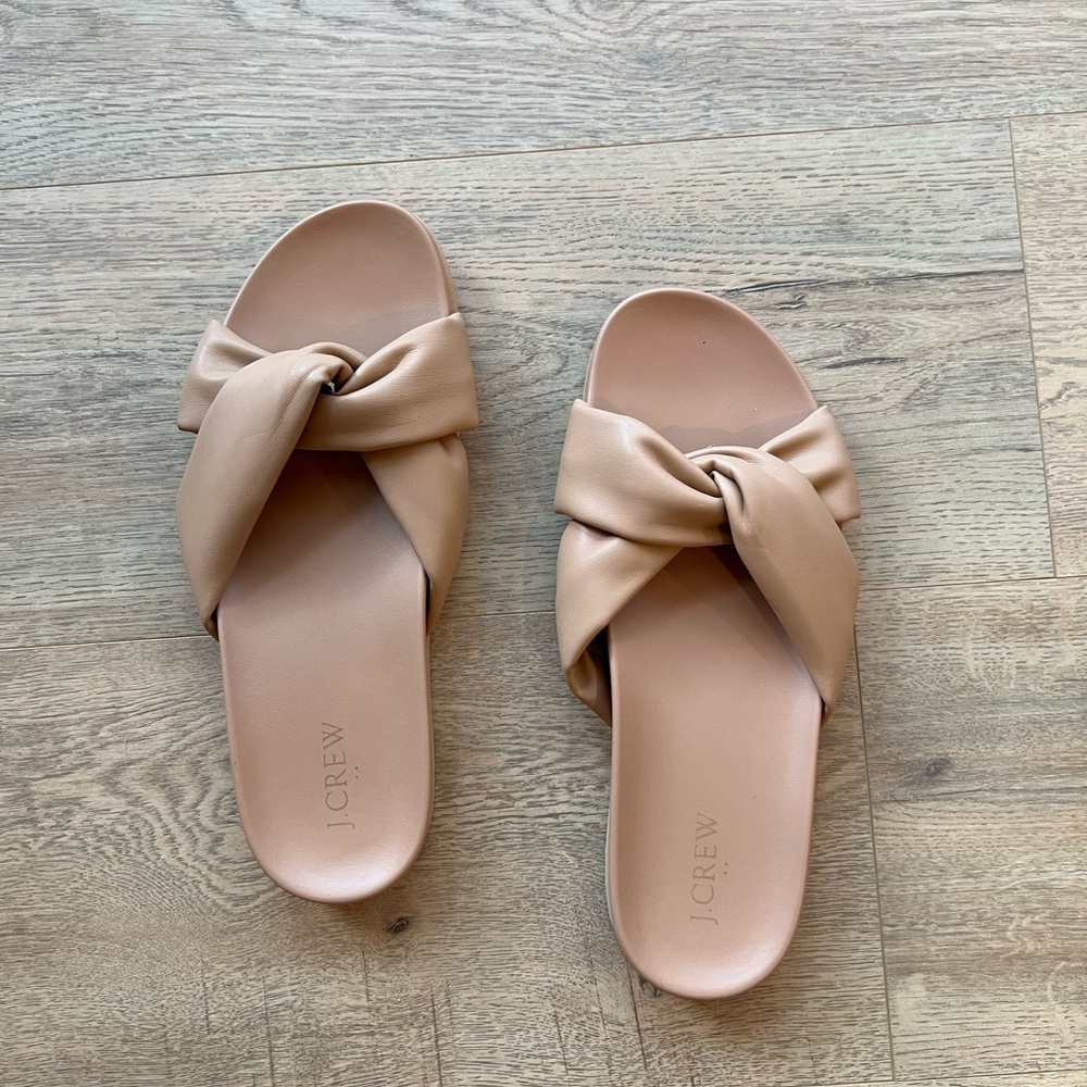 J. Crew Knotted Slide Sandals in Tan